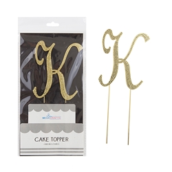 Mega Crafts - Sparkling Rhinestone Letter Cake Topper - K Gold