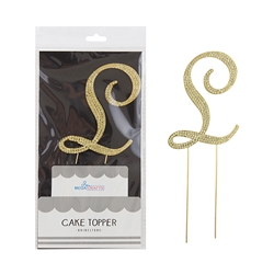 Mega Crafts - Sparkling Rhinestone Letter Cake Topper - L Gold
