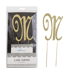 Mega Crafts - Sparkling Rhinestone Letter Cake Topper - M Gold