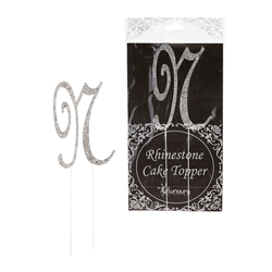 Mega Crafts - Sparkling Rhinestone Letter Cake Topper - N Silver