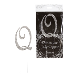 Mega Crafts - Sparkling Rhinestone Letter Cake Topper - Q Silver