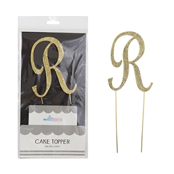 Mega Crafts - Sparkling Rhinestone Letter Cake Topper - R Gold