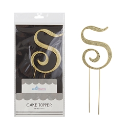 Mega Crafts - Sparkling Rhinestone Letter Cake Topper - S Gold