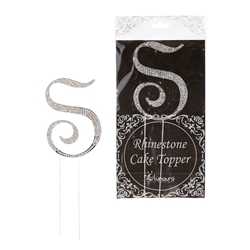 Mega Crafts - Sparkling Rhinestone Letter Cake Topper - S Silver