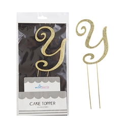 Mega Crafts - Sparkling Rhinestone Letter Cake Topper - Y Gold