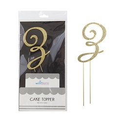 Mega Crafts - Sparkling Rhinestone Letter Cake Topper - Z Gold