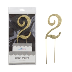 Mega Crafts - Sparkling Rhinestone Number Cake Topper - 2 Gold