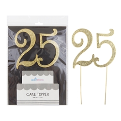 Mega Crafts - Sparkling Rhinestone Number Cake Topper - 25 Gold