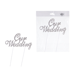 Mega Crafts - Sparkling Rhinestone Words Cake Topper - Our Wedding