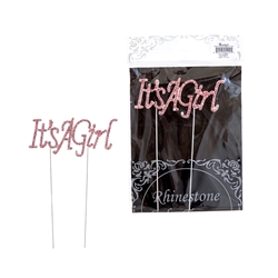 Mega Crafts - Sparkling Rhinestone Words Cake Topper - It's a Girl