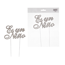 Mega Crafts - Sparkling Rhinestone Spanish Words Cake Topper - Es un Niño