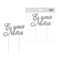 Mega Crafts - Sparkling Rhinestone Spanish Words Cake Topper - Es una Niña