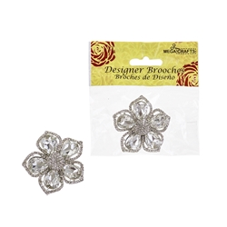 Mega Crafts - Sparkling Rhinestone Medium Floral Designer Brooch - A