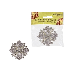 Mega Crafts - Sparkling Rhinestone Medium Floral Designer Brooch - G