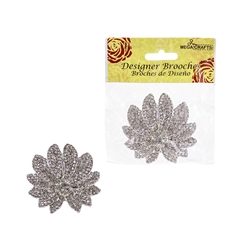 Mega Crafts - Sparkling Rhinestone Medium Floral Designer Brooch - H