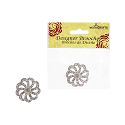 Mega Crafts - Sparkling Rhinestone Small Floral Designer Brooch - B