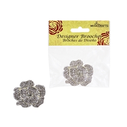 Mega Crafts - Sparkling Rhinestone Small Floral Designer Brooch - D