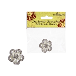 Mega Crafts - Sparkling Rhinestone Small Floral Designer Brooch - E