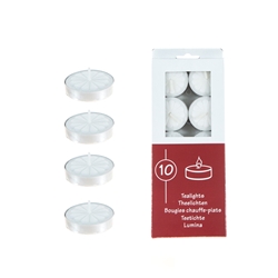 Mega Candles - 10 pcs Unscented Tea Light Candle - White