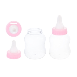 Mega Favors - 8.5" Decorative Wide Plastic Baby Bottle - Pink