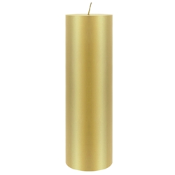 Mega Candles - 3" x 9" Unscented Round Pillar Candle - Gold