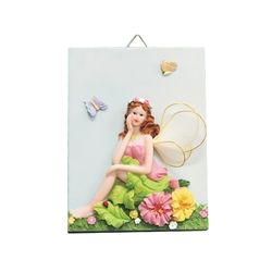 Mega Favors - Fairy with Flower Poly Resin Wall Plaque
