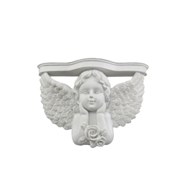 Mega Favors - Angel with Wings Holding Up Chin Poly Resin Plaque - White