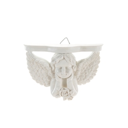 Mega Favors - Angel with Wings Holding Up Chin Wall Plaque - White