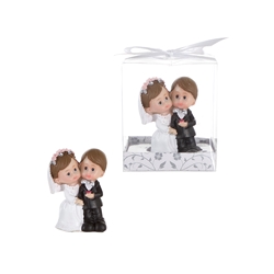 Mega Favors - Baby Wedding Couple Poly Resin in Gift Box - White