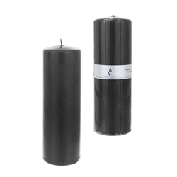 Mega Candles - 3" x 9" Unscented Domed Top Press Pillar Candle in Shrink Wrap - Dark Gray
