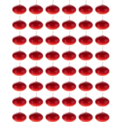 Mega Candles - 48 pcs 1.5" Unscented Floating Disc Candle in Bulk - Red