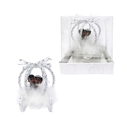 Mega Favors - Ethnic Baby Wedding Couple in Carriage Poly Resin in Gift Box - White