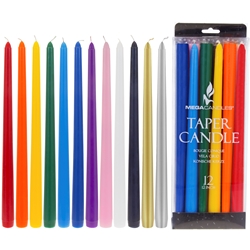 Mega Candles - 12 pcs 12" Unscented Taper Candle - Asst