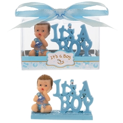 Mega Favors - Baby with Phrase Poly Resin in Gift Box - Blue
