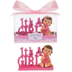 Mega Favors - Baby with Phrase Poly Resin in Gift Box - Pink
