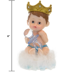 Mega Favors - 6" Baby Wearing Crown Poly Resin - Blue