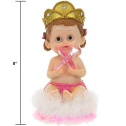 Mega Favors - 8" Baby Wearing Crown Poly Resin - Pink