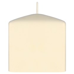 Mega Candles - 3" x 3" Unscented Dome Top Square Pillar Candle - Ivory