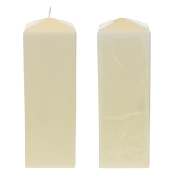 Mega Candles - 3" x 9" Unscented Dome Top Square Pillar Candle - Ivory