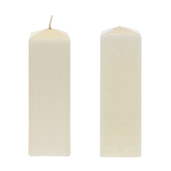 Mega Candles - 2" x 6" Unscented Dome Top Square Pillar Candle - Ivory