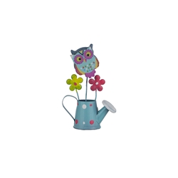 Mega Favors - Baby Owl in Watering Can Photo Holder - Blue