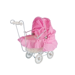 Mega Favors - 8" Baby Wicker Carriage - Pink
