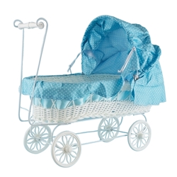 Mega Favors - 16" Baby Wicker Carriage - Blue