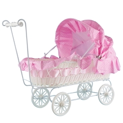 Mega Favors - 16" Baby Wicker Carriage - Pink