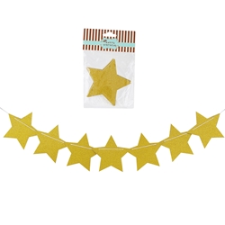Mega Crafts - 8' Glitter Star Party Pennant Flag - Gold