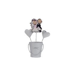 Mega Favors - Wedding Couple in Bucket Photo Holder