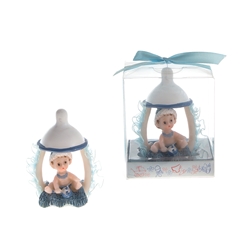 Mega Favors - Baby Sitting Under Pacifier Poly Resin in Gift Box - Blue
