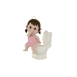Mega Favors - Toddler Sitting on Toilet Poly Resin Plaque - Pink