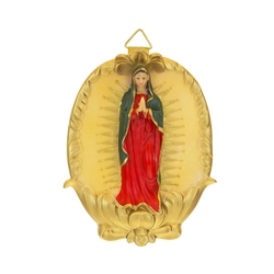 Mega Favors - Lady Guadalupe Statue Poly Resin Round Plaque