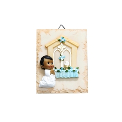 Mega Favors - Ethnic Baby Praying Wall Plaque - Blue